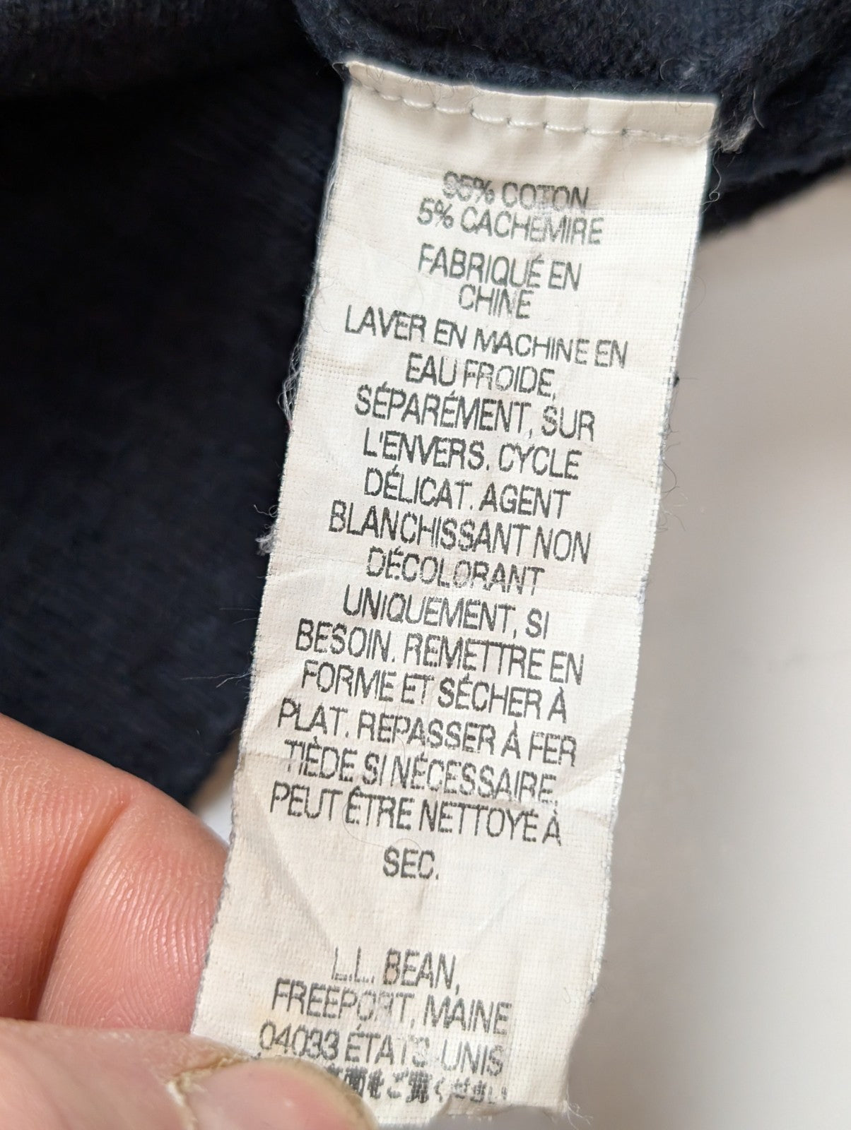 Gilet boutonné L.L. Bean vintage noir cachemire & coton femme taille XL