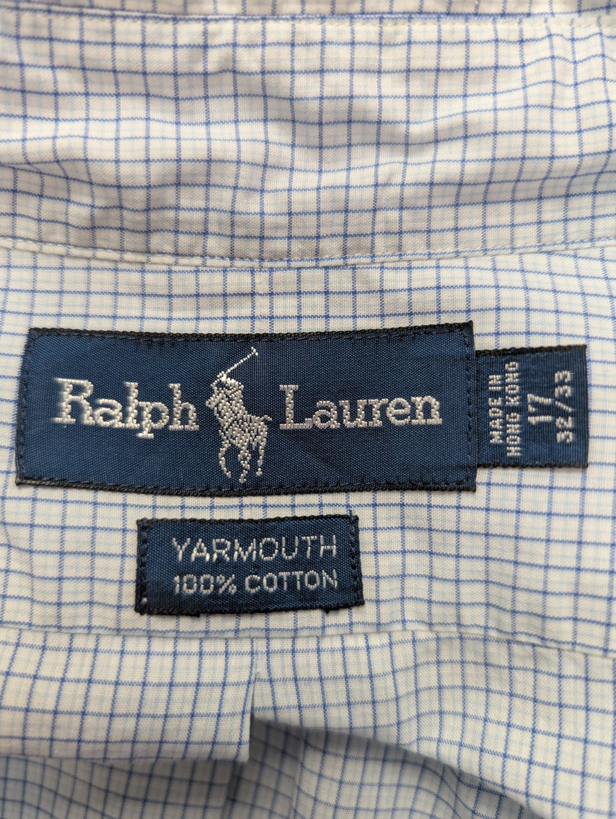 Chemise Ralph Lauren bleue petits carreaux logo marine taille XL #2444