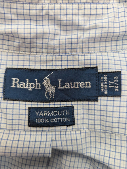 Chemise Ralph Lauren bleue petits carreaux logo marine taille XL #2444