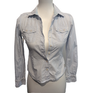 Chemise IKKS femme XS bleu à rayures cintrée 100% coton 2 poches