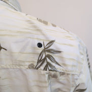 Chemise Hawaïenne Gotcha Sport XL 100% Coton Blanc Feuillage Boutons Bois