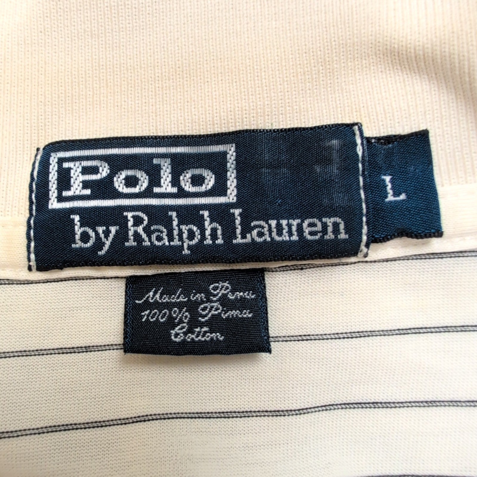 Polo Ralph Lauren Homme L Blanc Cassé Rayures Noires Logo Noir Polo