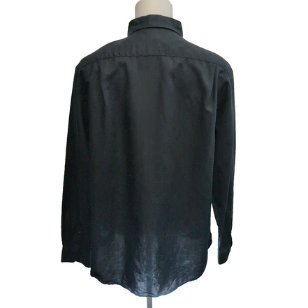 Chemise Old Navy XL Lin Coton Noir Uni Manches Longues Excellent État