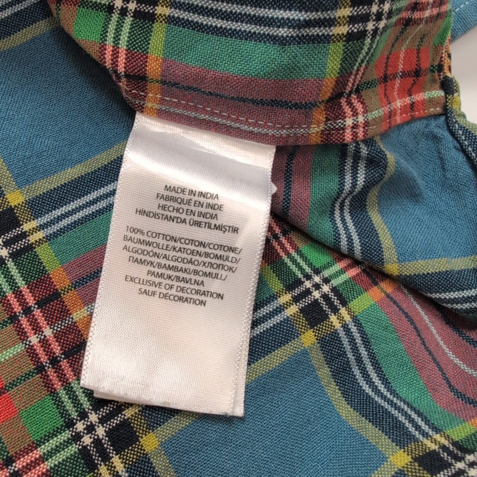 Chemise Ralph Lauren 2XB 3XL Carreaux Multicolore Poche Inde manches longues