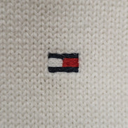 Pull Tommy Hilfiger Blanc Double Col Rose Coton Taille XL (XLTG) Homme/Femme