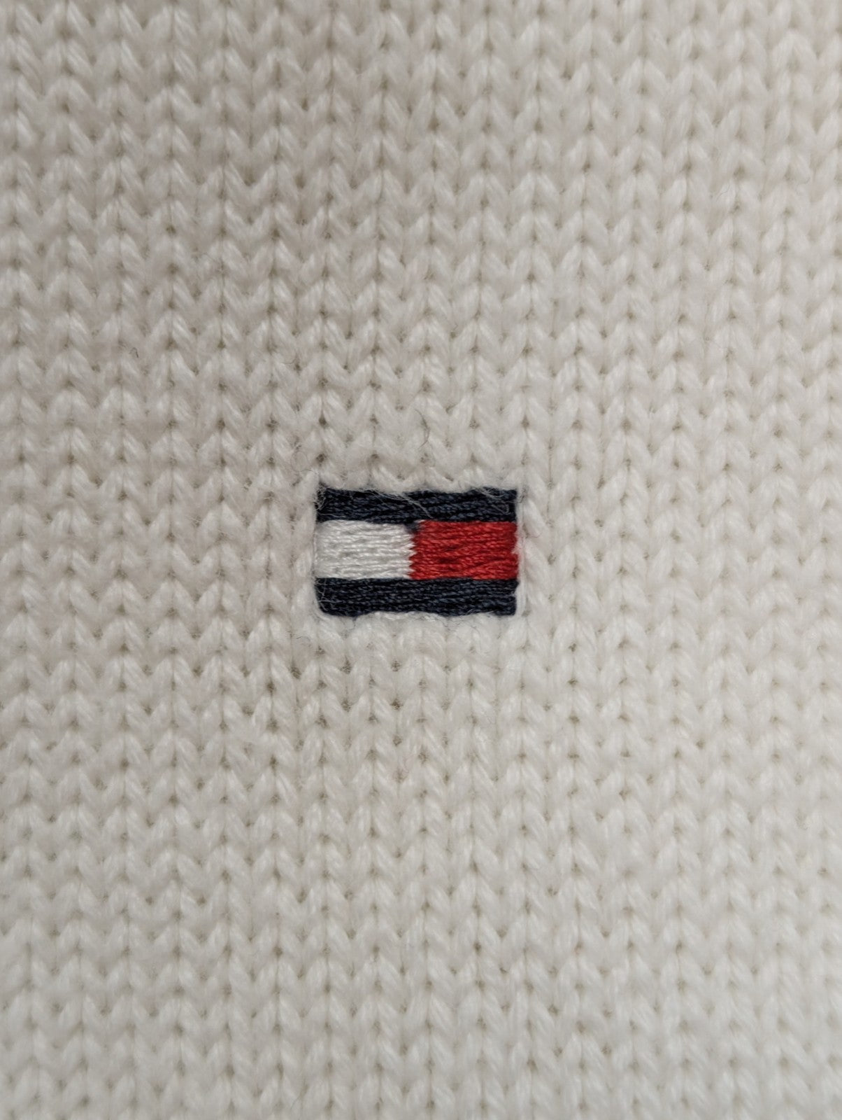 Pull Tommy Hilfiger Blanc Double Col Rose Coton Taille XL (XLTG) Homme/Femme