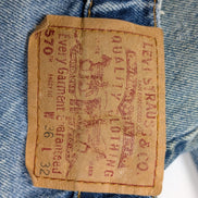 Jean LEVI'S 570 Baggy Vintage 🛹 Taille W36 (Taille 41cm) 🛹 Bleu Délavé Grunge