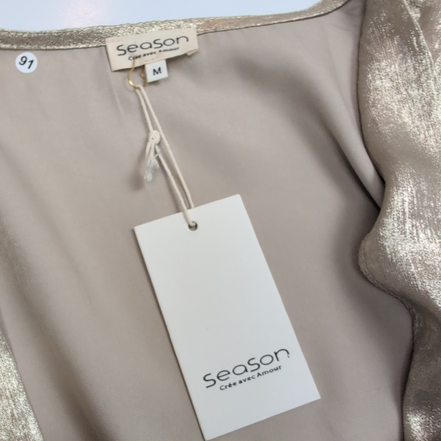 Robe Season M Champagne Brillante Manches Longues Neuve Étiquette