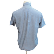 Chemise Ralph Lauren M Bleu Rayures Gauffrées Logo Rose manches courtes