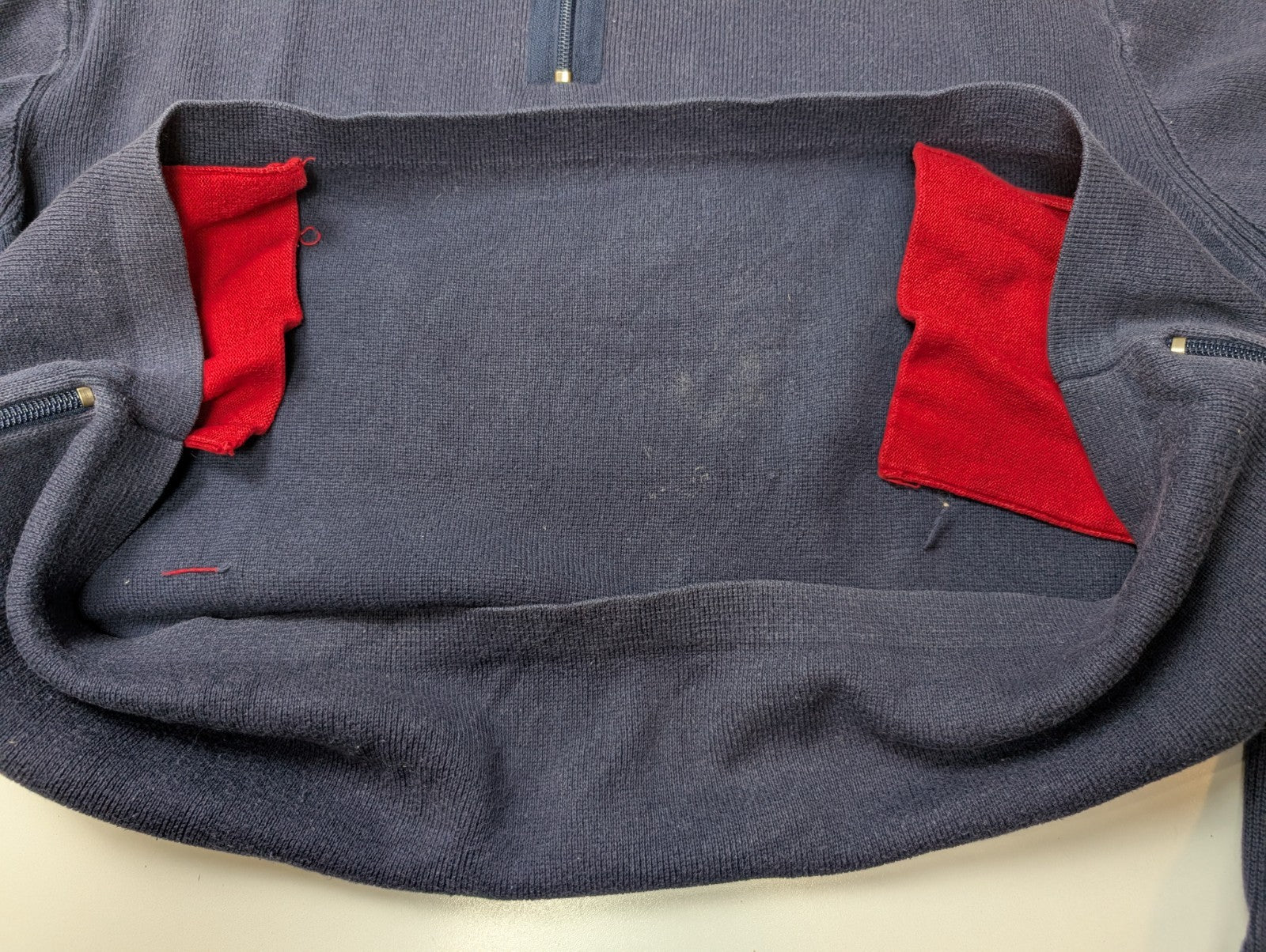 Pull Tommy Hilfiger vintage rare bleu marine col zippé poches homme taille L