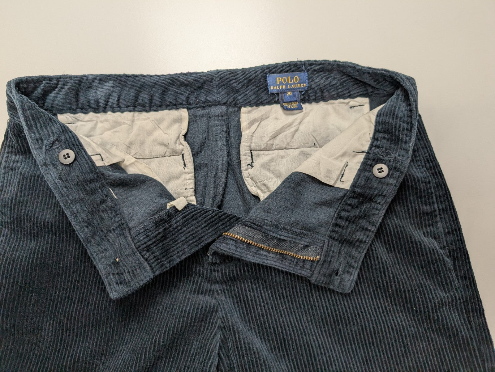 Pantalon Velours côtelé Polo Ralph Lauren W29 L26 Bleu Marine Logo Rouge