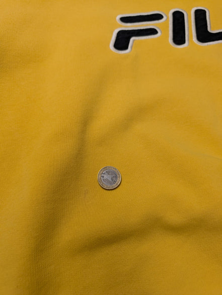 Sweat Fila Vintage 90s - Pull Jaune Éclatant Retro Streetwear - Taille L