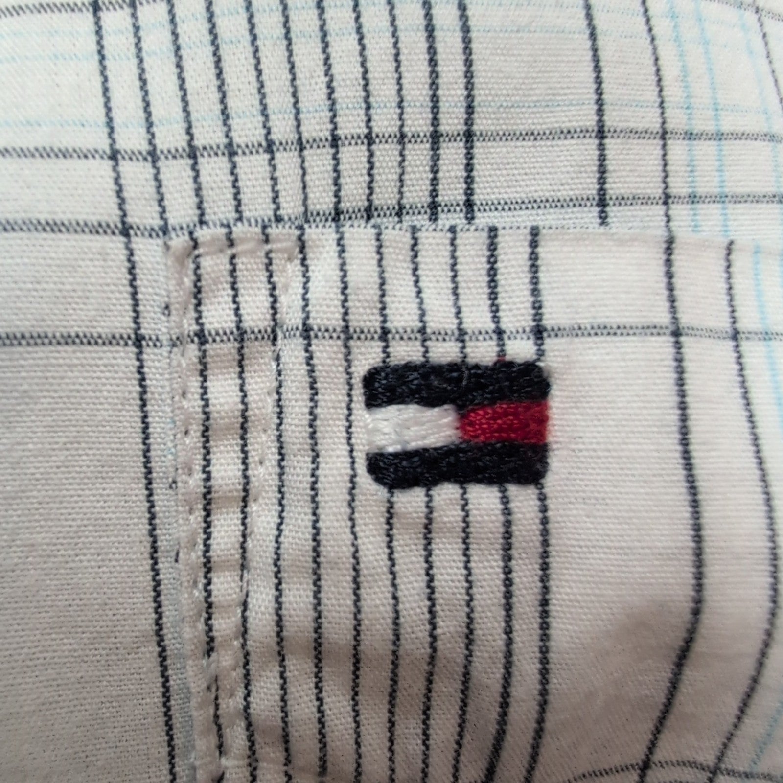 Chemise Tommy Hilfiger Manches Courtes Bleue et Blanche à Carreaux Taille L