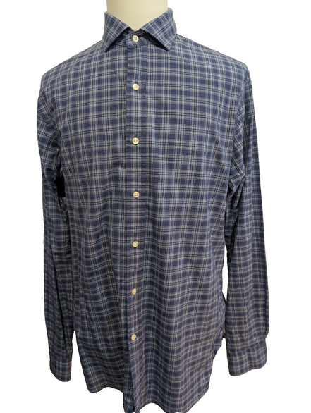 CHEMISE POLO Ralph Lauren homme XL Slim Fit Bleu Blanc SANS LOGO 💙