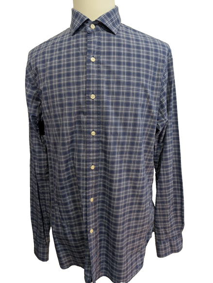 CHEMISE POLO Ralph Lauren homme XL Slim Fit Bleu Blanc SANS LOGO 💙