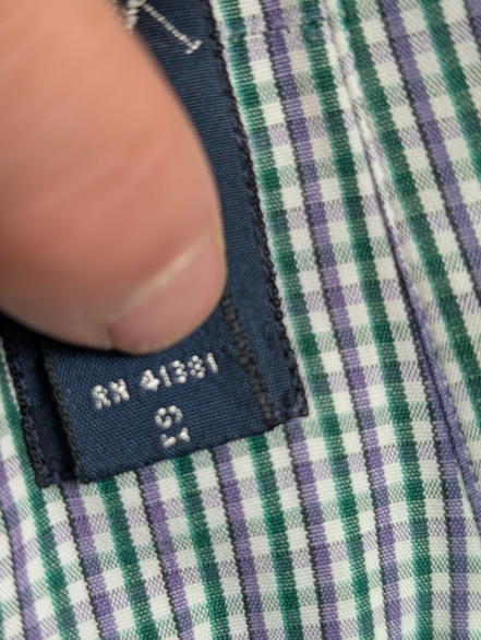 Chemise Ralph Lauren vert violet à petits carreaux taille L #2815