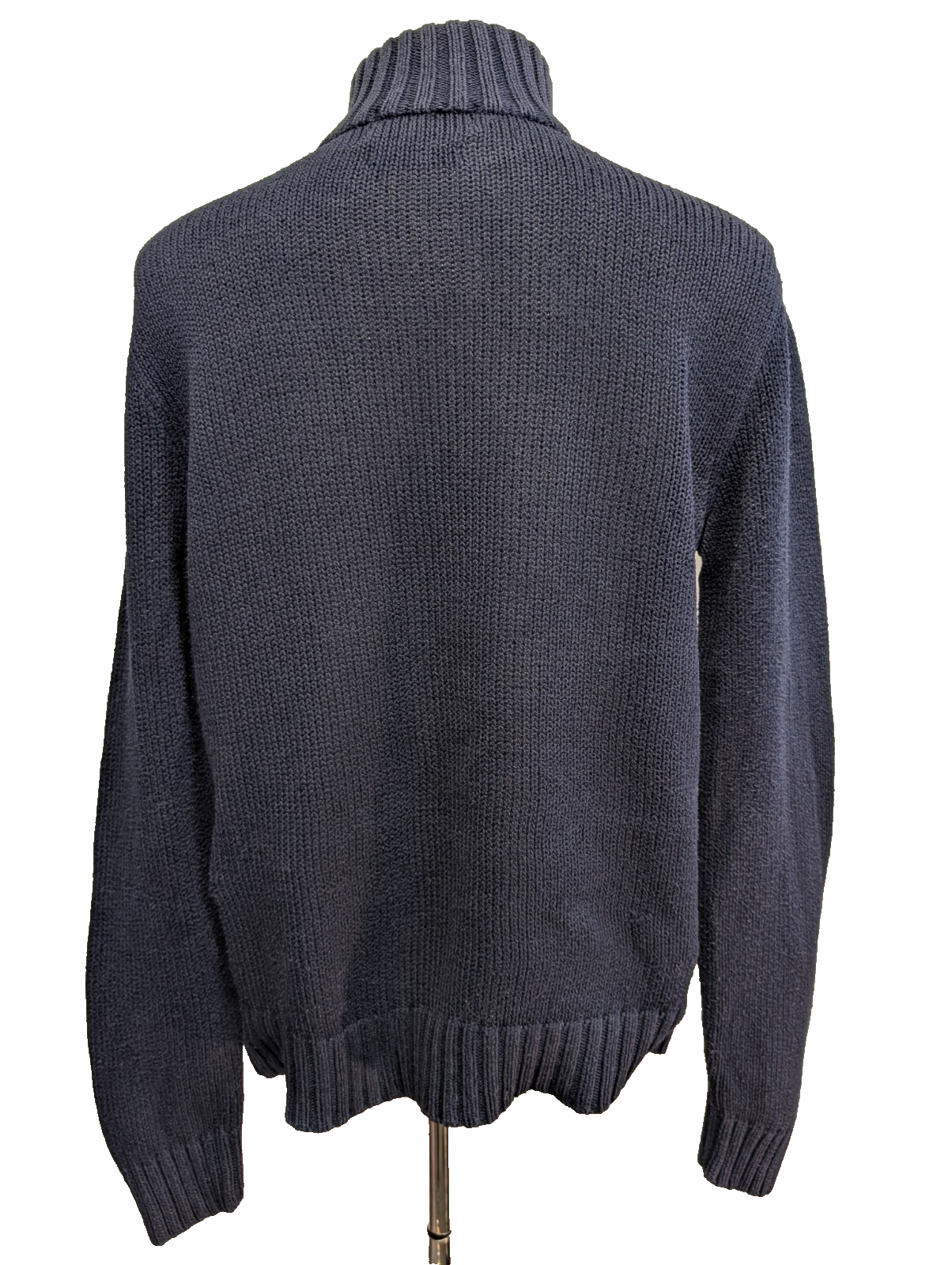 Pull Polo Ralph Lauren Col Zippé Bleu Marine 100% Coton Taille M Vintage