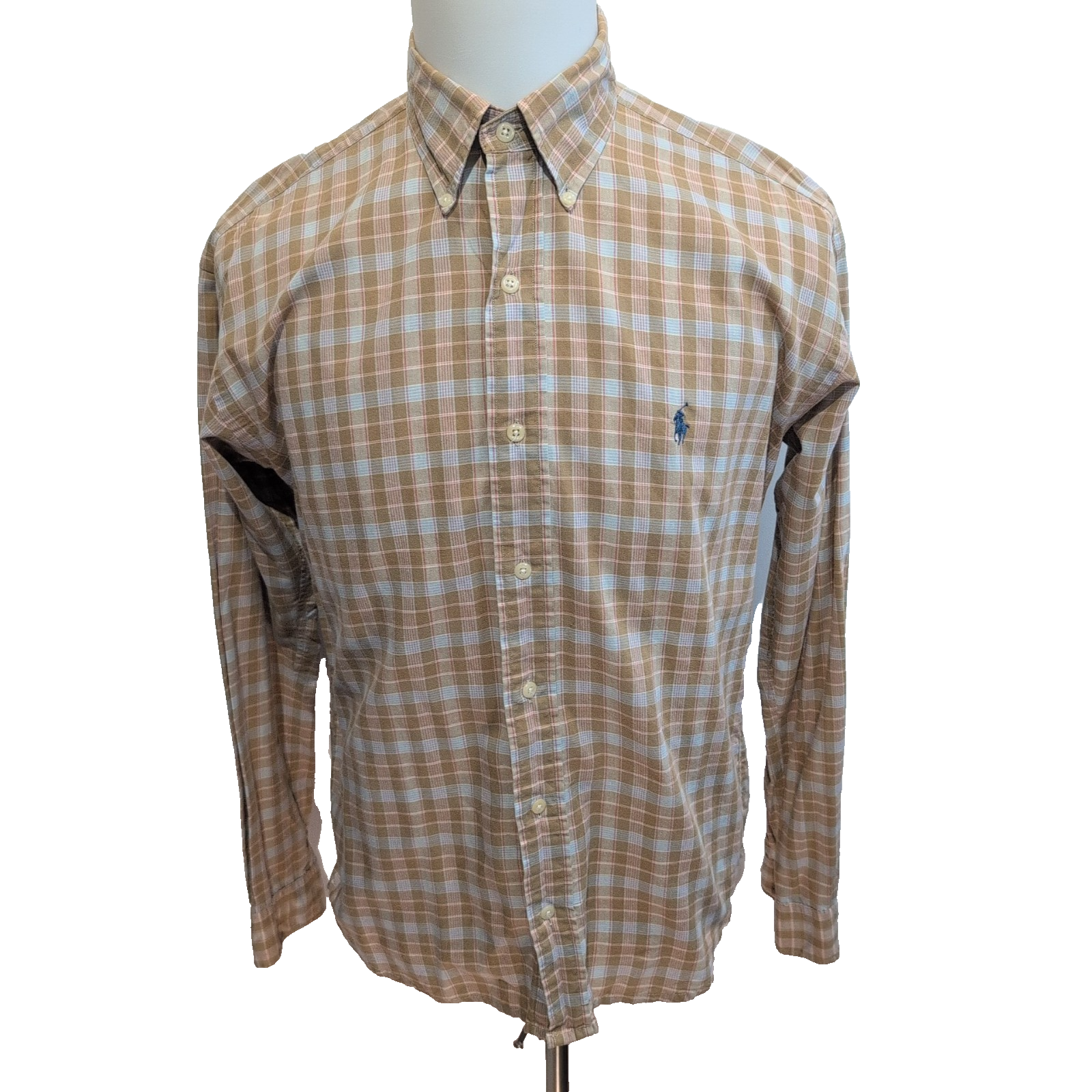 Chemise Ralph Lauren Blaire Vintage M Marron Clair Carreaux Coton Léger
