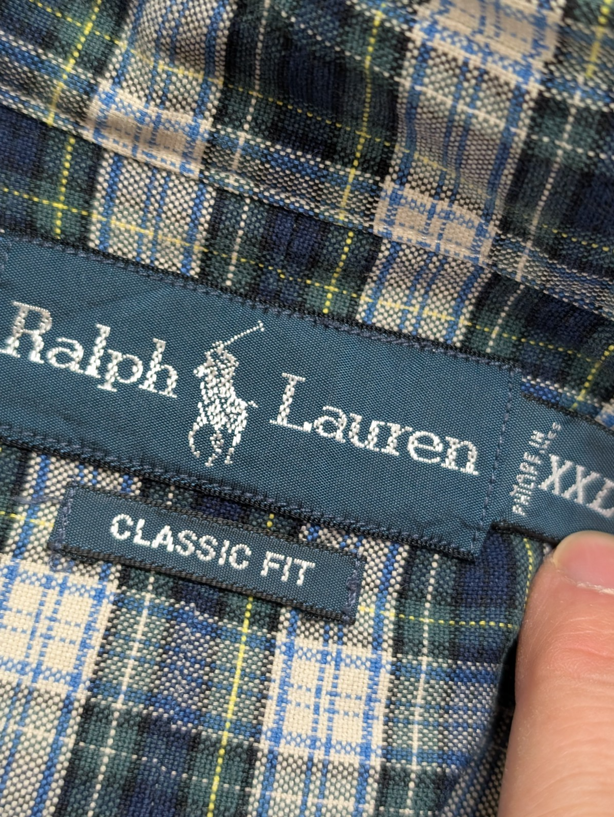 Chemise Ralph Lauren verte et marine à carreaux taille XXL logo vert #2567