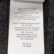 Écharpe Polon Ralph Lauren Côtelée Gris Foncé Logo Noir Laine d'Agneau Mix