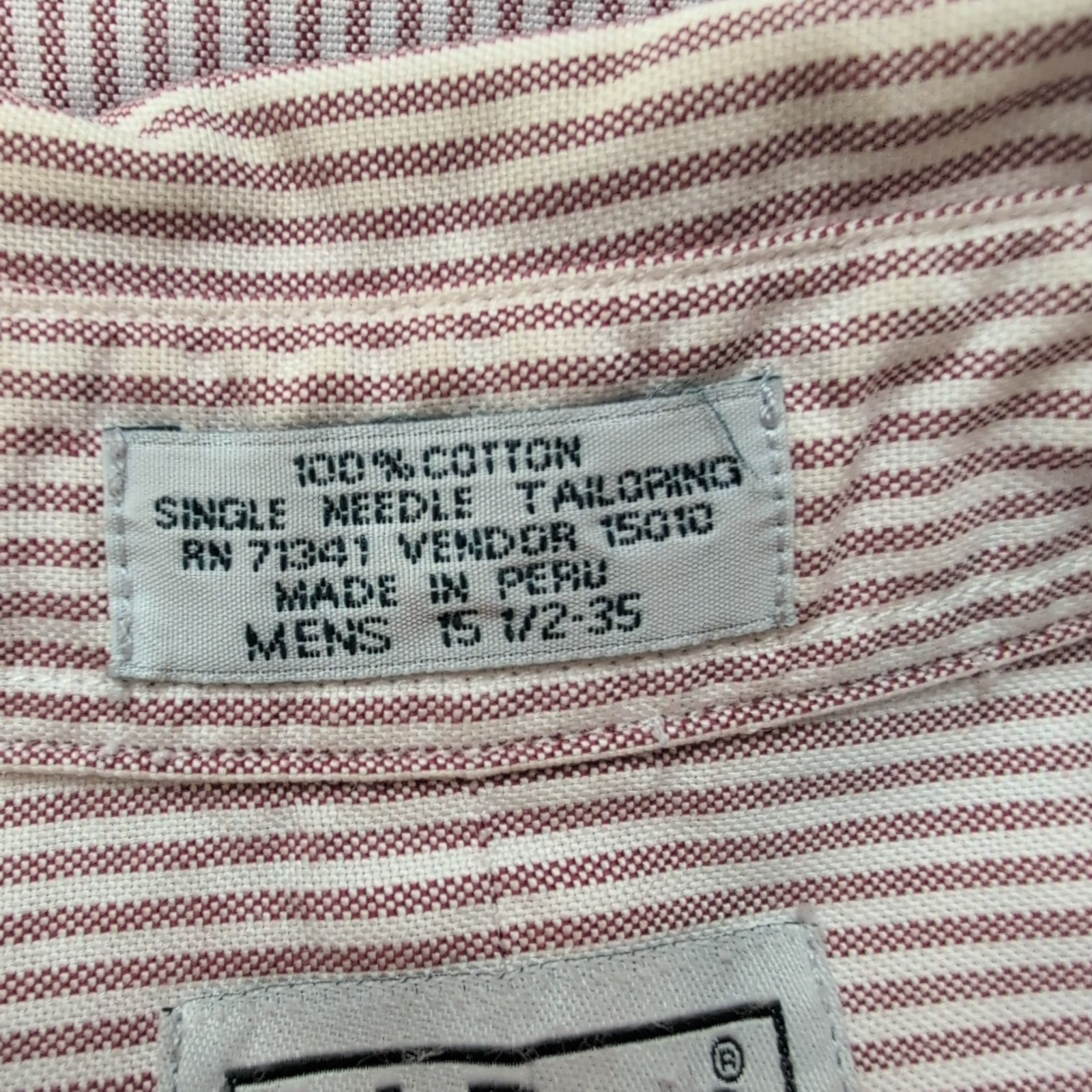 Chemise L.L. Bean à Rayures Bordeaux 100% Coton du Pérou - Taille M/L