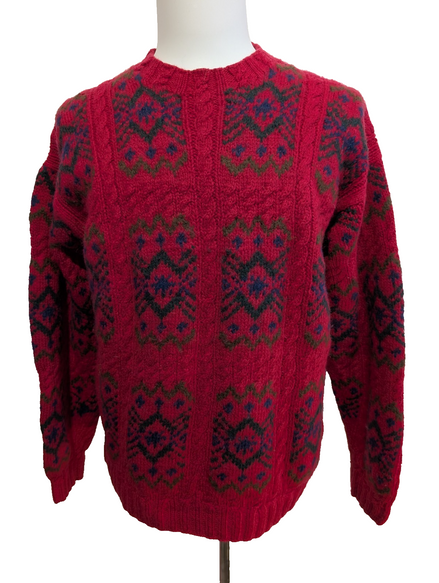 Pull TOMMY HILFIGER FAIT MAIN Vintage Laine & Coton Multicolore Taille L Rare