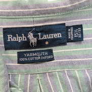 Chemise Ralph Lauren Yarmouth M/L Oxford Rayures Bleu Vert Button Down Shirt
