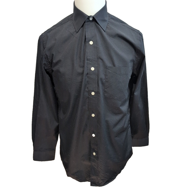 Chemise Croft & Barrow M Noir Uni Classic Fit Manches Longues