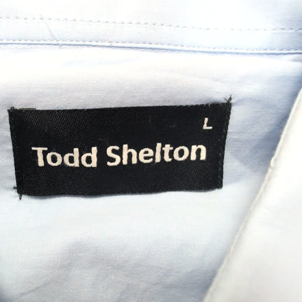 Chemise Todd Shelton L Neuve Étiquette Slim Fit 100% Coton Bleu Unie