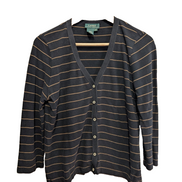 Cardigan femme Lauren Ralph Lauren M noir rayures marron coton col V boutons