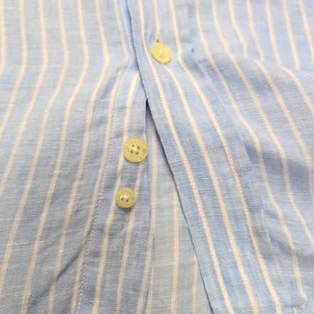 Chemise BARBOUR Homme M Lin Bleu Ciel à Rayures Manches Courtes Poche