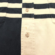 Chemise Wrangler Western Rare Broderie Manches Longues Bleu Marine et Crème T.XL