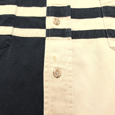 Chemise Wrangler Western Rare Broderie Manches Longues Bleu Marine et Crème T.XL