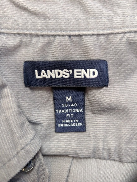Chemise LANDS' END T.M Velours Côtelé Gris 71% Coton Classic Fit