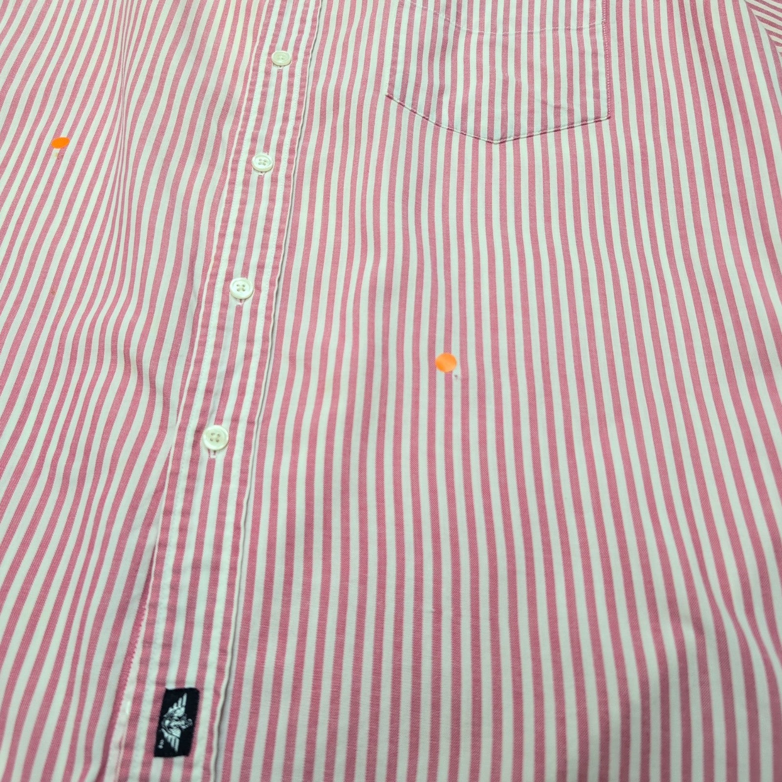 Chemise Docker's Manches Courtes Rayée Rouge - Taille XL (taille comme 2XL)