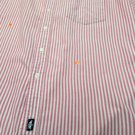 Chemise Docker's Manches Courtes Rayée Rouge - Taille XL (taille comme 2XL)