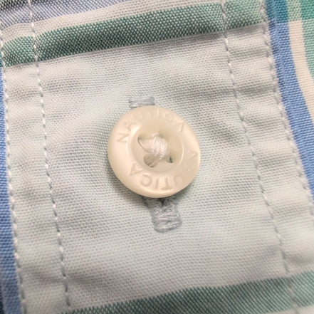 Nautica chemise manches courtes bleu vert à carreaux logo brodé taille L