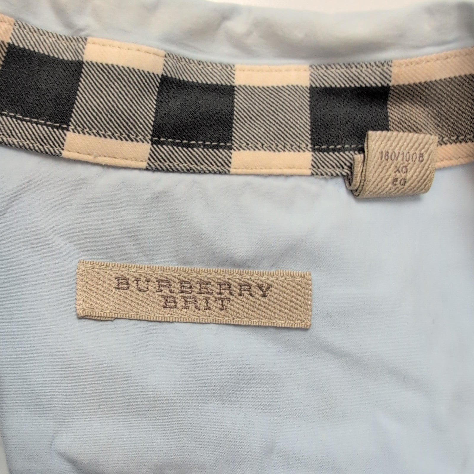 Chemise Burberry Brit Vintage Taille XL Bleu Clair Coton Logo Brodé