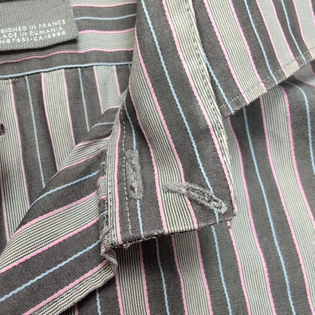 Chemise Lacoste L Rayures Marron Rose Bleu Coton Logo Poche manches longues