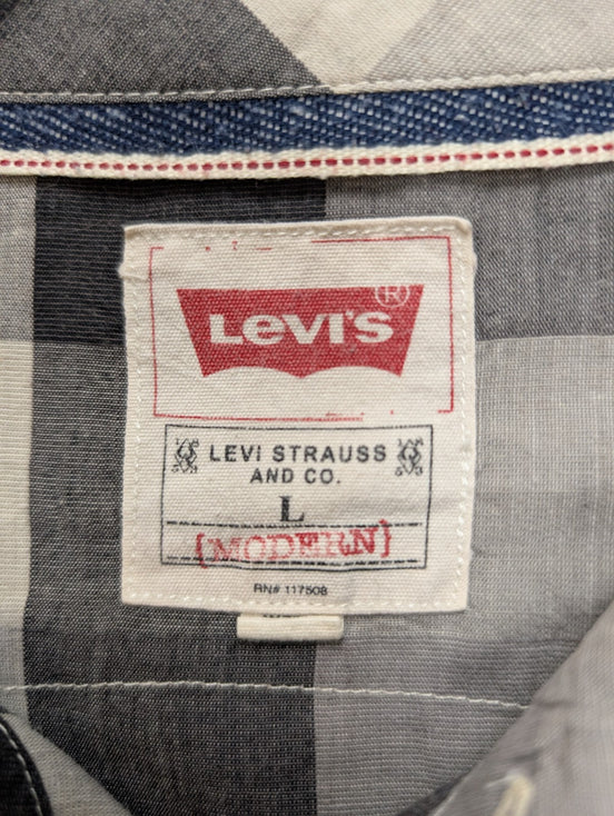 Chemise Levi's Western Carreaux Crème et Noir - Pressions Translucides - T.L