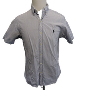 Chemise Ralph Lauren S Bleue Rayures Logo Bleu Manches Courtes