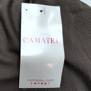 Haut Femme Taille S Camaïeu Basic Kaki Col V Sans Manches Neuf Étiquette