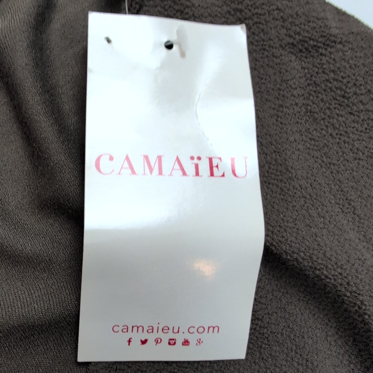 Haut Femme Taille S Camaïeu Basic Kaki Col V Sans Manches Neuf Étiquette