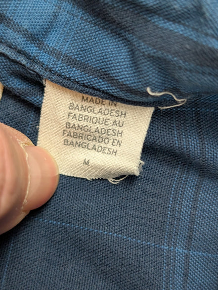 Chemise Levi's à Carreaux Bleu et Bleu Marine Manches Longues Taille M