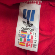 T-shirt Adidas M Rouge Grand Logo Bleu Marine 100% Coton Vintage