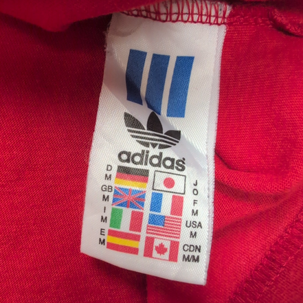 T-shirt Adidas M Rouge Grand Logo Bleu Marine 100% Coton Vintage