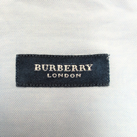 Chemise Burberry L/XL Bleu Clair Logo Brodé Boutons Gravés Coton Manches longues