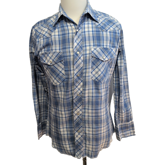 Chemise WRANGLER Western Bleue avec Poches Manches Longues - Taille S