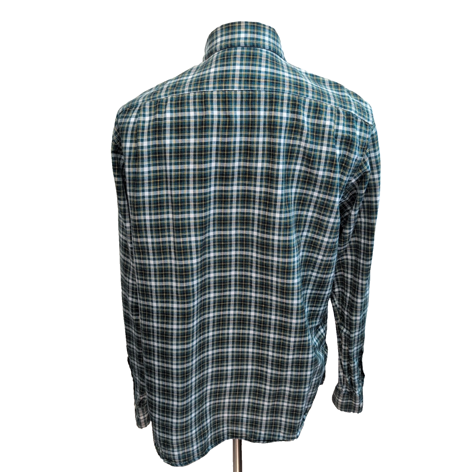 Chemise Nautica L Vert Foncé Carreaux Coton Logo Brodé Poche Manches Longues