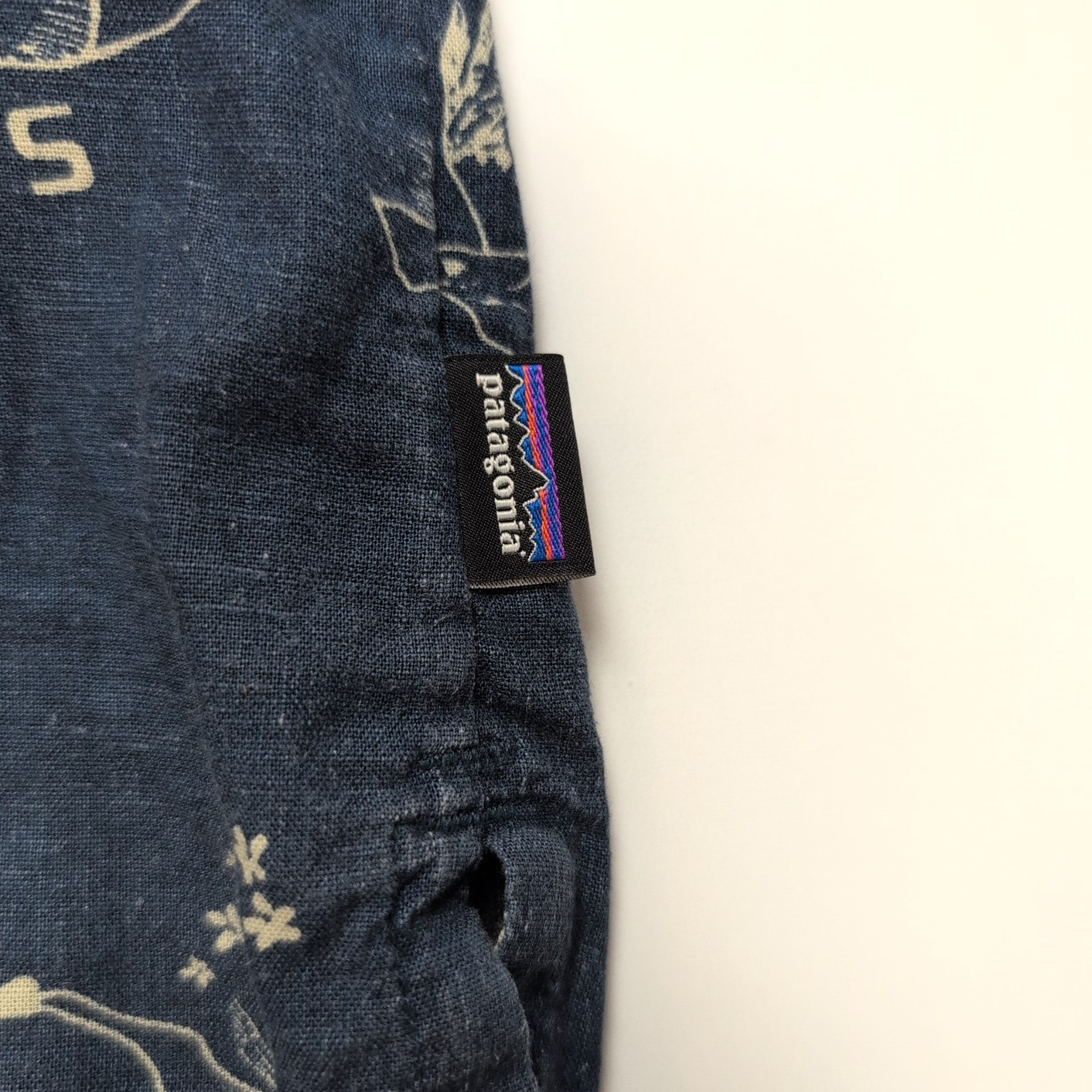 Chemise Patagonia XL Bleu Marine Motif Western Manches Courtes Chanvre Coton